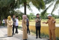 Pimpinan DPRD Sumut Ricky Anthony bersama OPD dari Pemrov Sumut dan Kecamatan Pangkalan Susu meninjau infrastruktur.